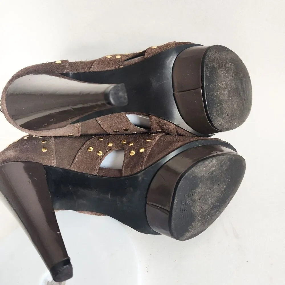 Steve Madden Devi Heels 7.5 Gray‎ Suede Studded 5
